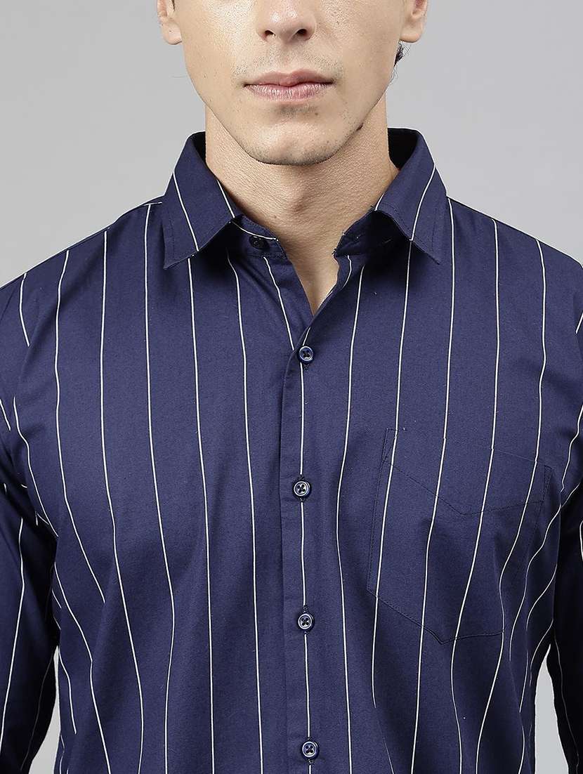men striped collared long sleeve shirt - 22039025 -  Standard Image - 4