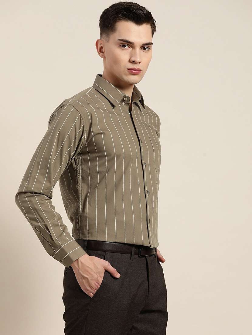 men striped collared long sleeve shirt - 22039026 -  Standard Image - 1