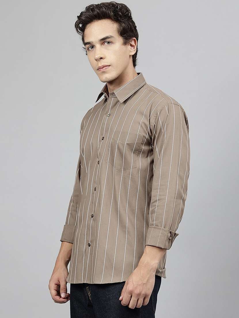 men striped collared long sleeve shirt - 22039027 -  Standard Image - 1