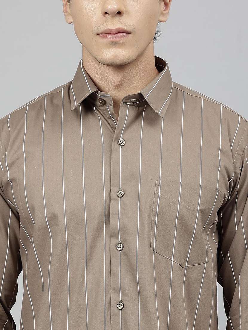 men striped collared long sleeve shirt - 22039027 -  Standard Image - 4