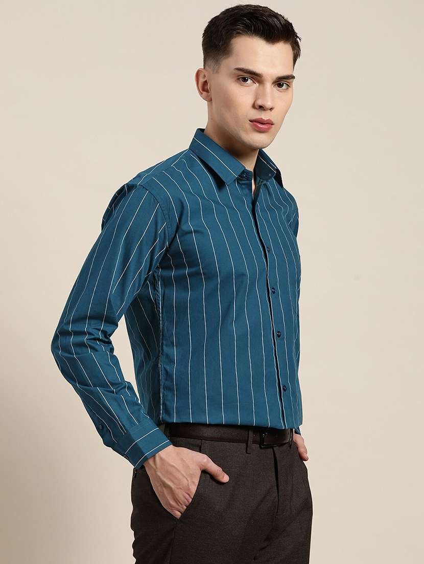 men striped collared long sleeve shirt - 22039028 -  Standard Image - 1