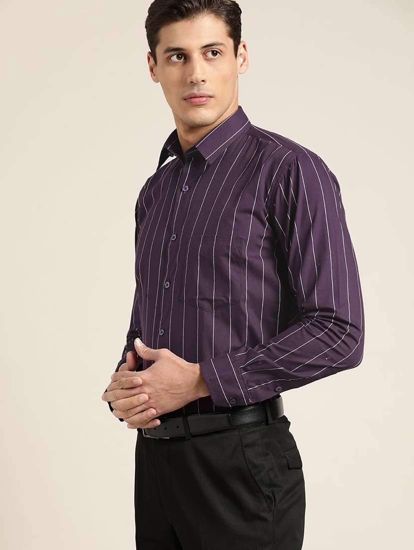 men striped collared long sleeve shirt - 22039032 -  Standard Image - 1