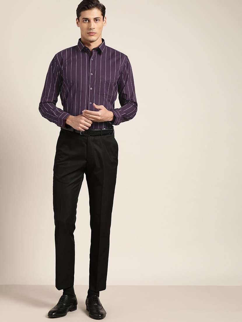 men striped collared long sleeve shirt - 22039032 -  Standard Image - 4