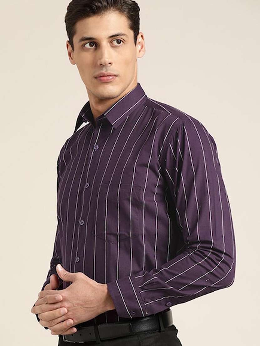 men striped collared long sleeve shirt - 22039033 -  Standard Image - 1