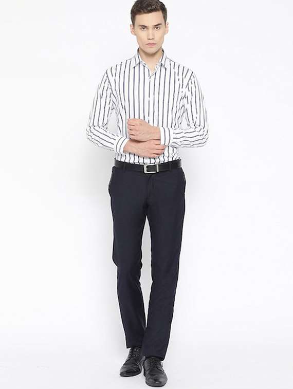 men striped collared long sleeve shirt - 22039034 -  Standard Image - 4