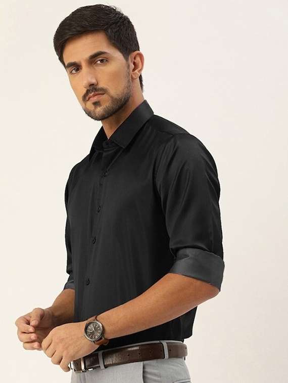 men solid collared long sleeve shirt - 22039038 -  Standard Image - 1