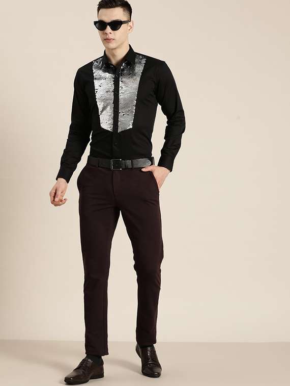 men self designed collared long sleeve shirt - 22039045 - Standard Image - 4