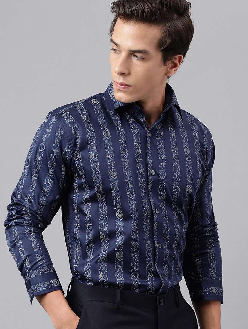 men printed collared long sleeve shirt - 22039048 -  Standard Image - 1