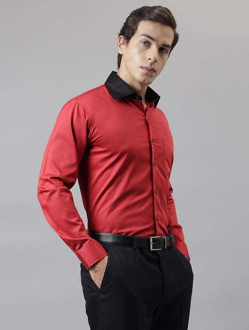men solid collared long sleeve shirt - 22039056 -  Standard Image - 1