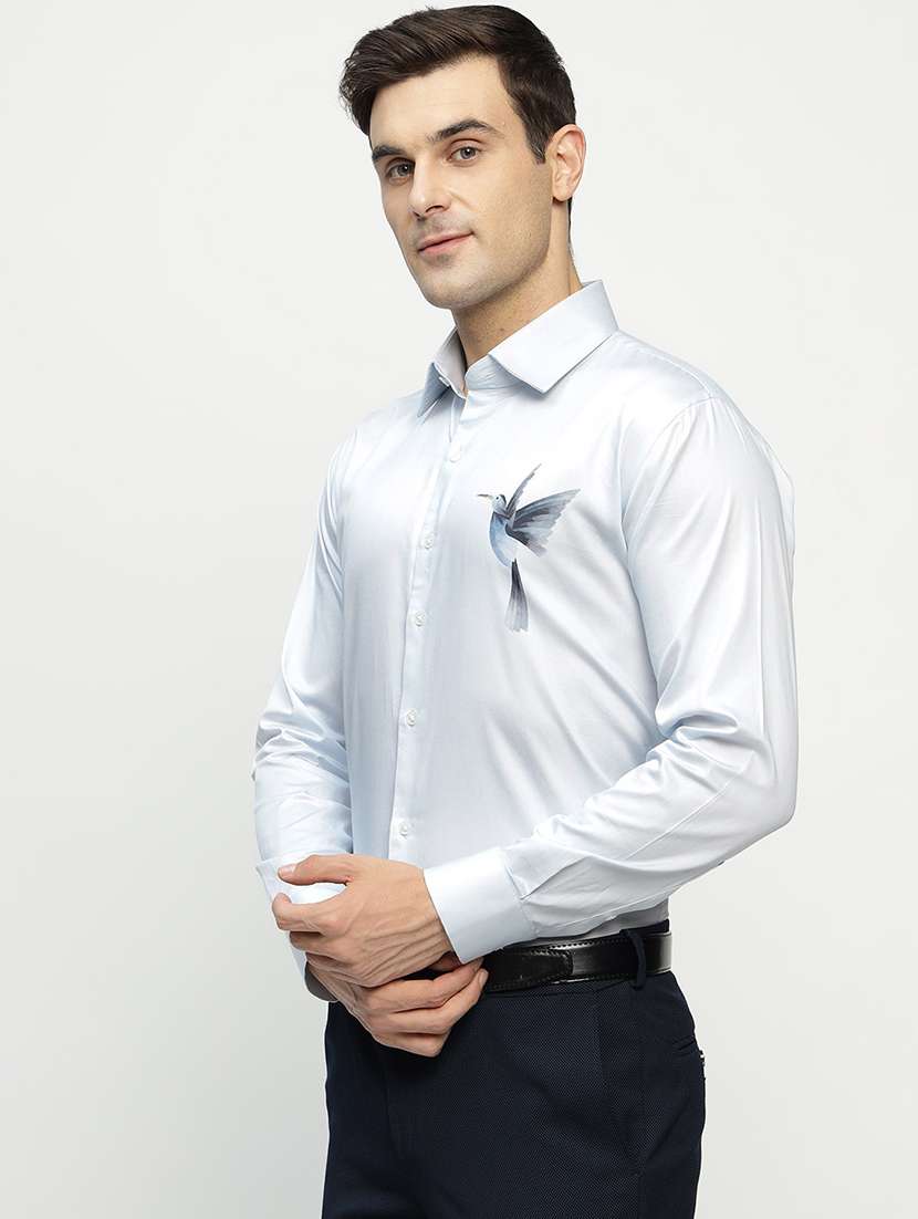 men printed collared long sleeve shirt - 22039060 -  Standard Image - 1