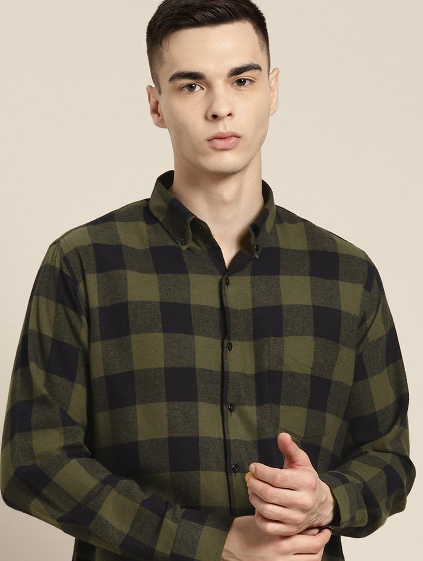 men checkered collared long sleeve shirt - 22039063 -  Standard Image - 1