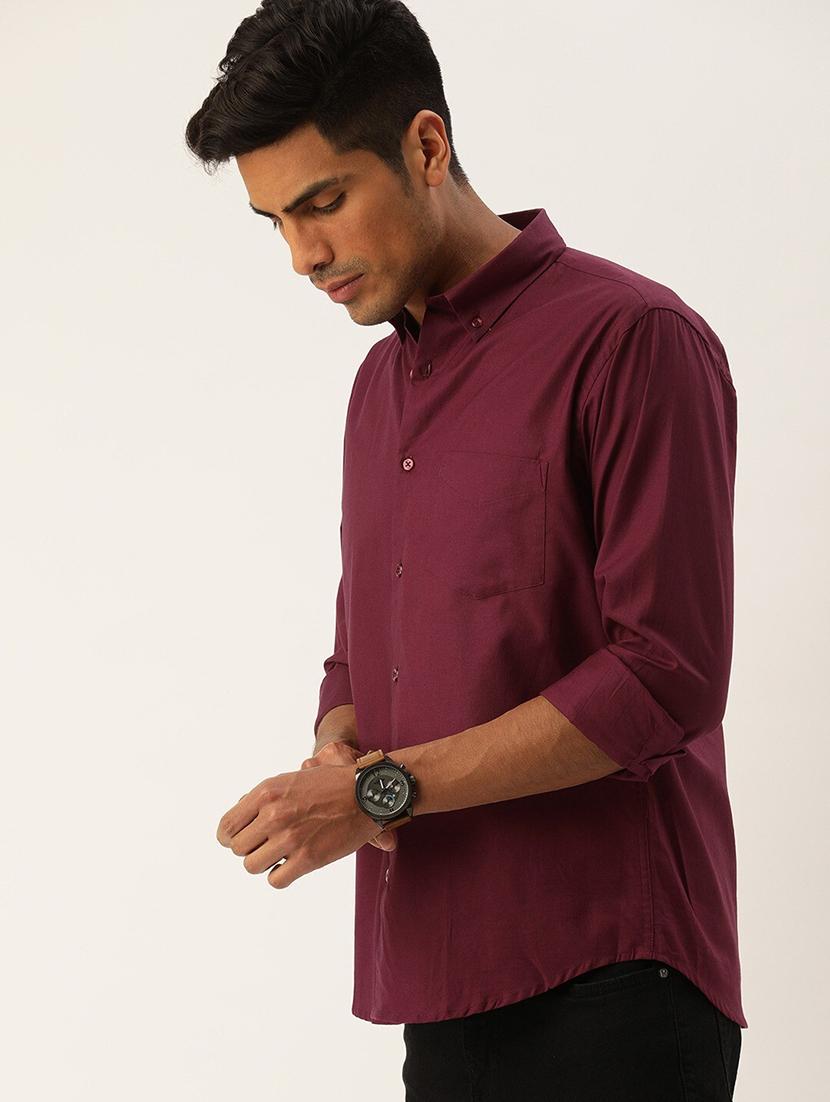 men solid collared long sleeve shirt - 22039069 -  Standard Image - 1