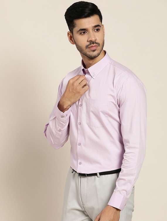 men solid collared long sleeve shirt - 22039073 -  Standard Image - 1