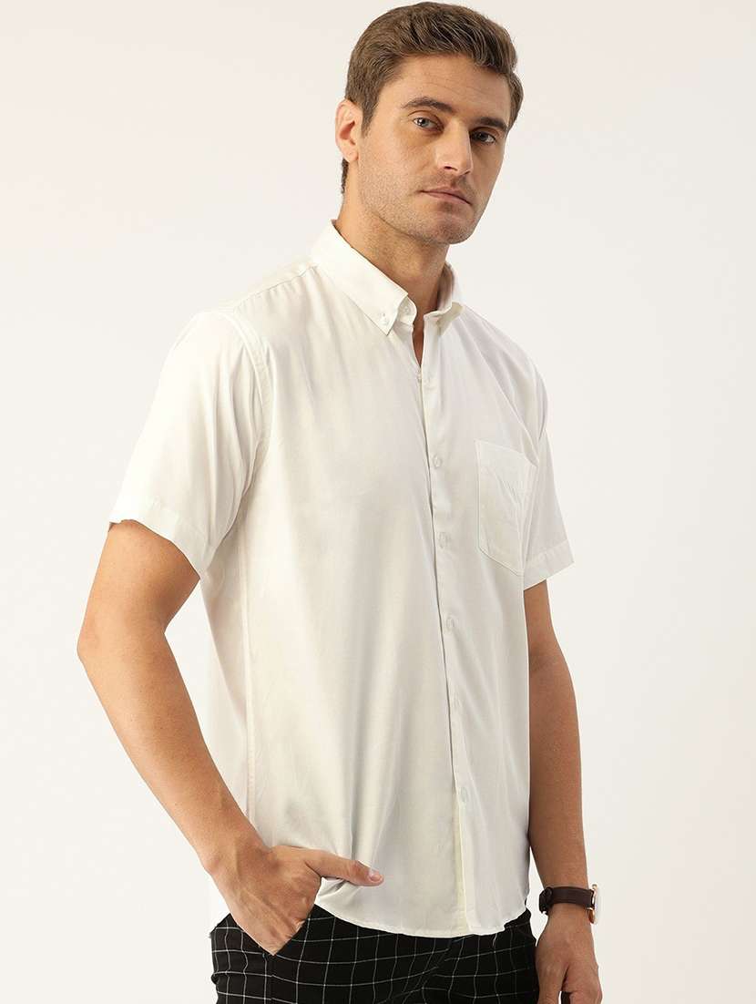 men solid collared short sleeve regular fit shirt - 22039076 -  Standard Image - 1