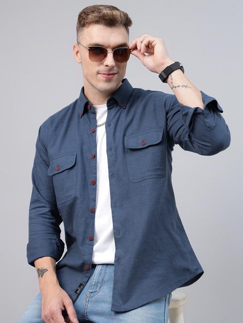 men solid collared long sleeve regular fit shirt - 22039083 -  Standard Image - 0