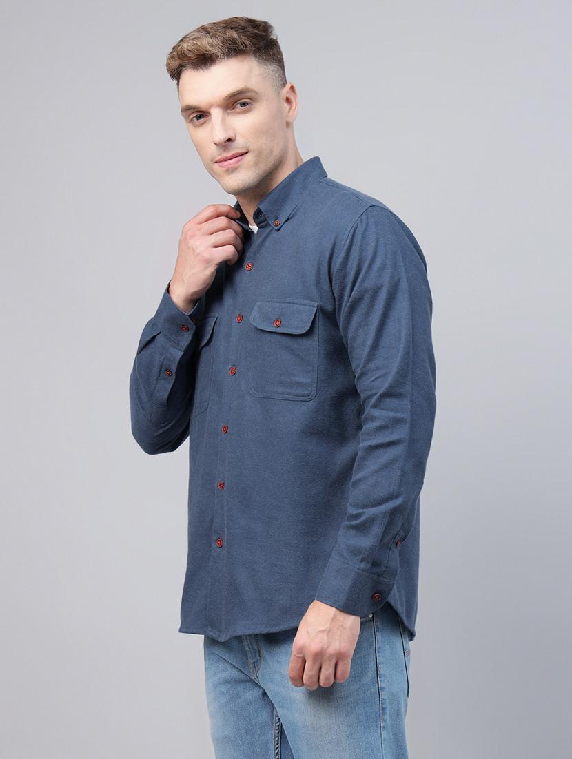 men solid collared long sleeve regular fit shirt - 22039083 -  Standard Image - 1
