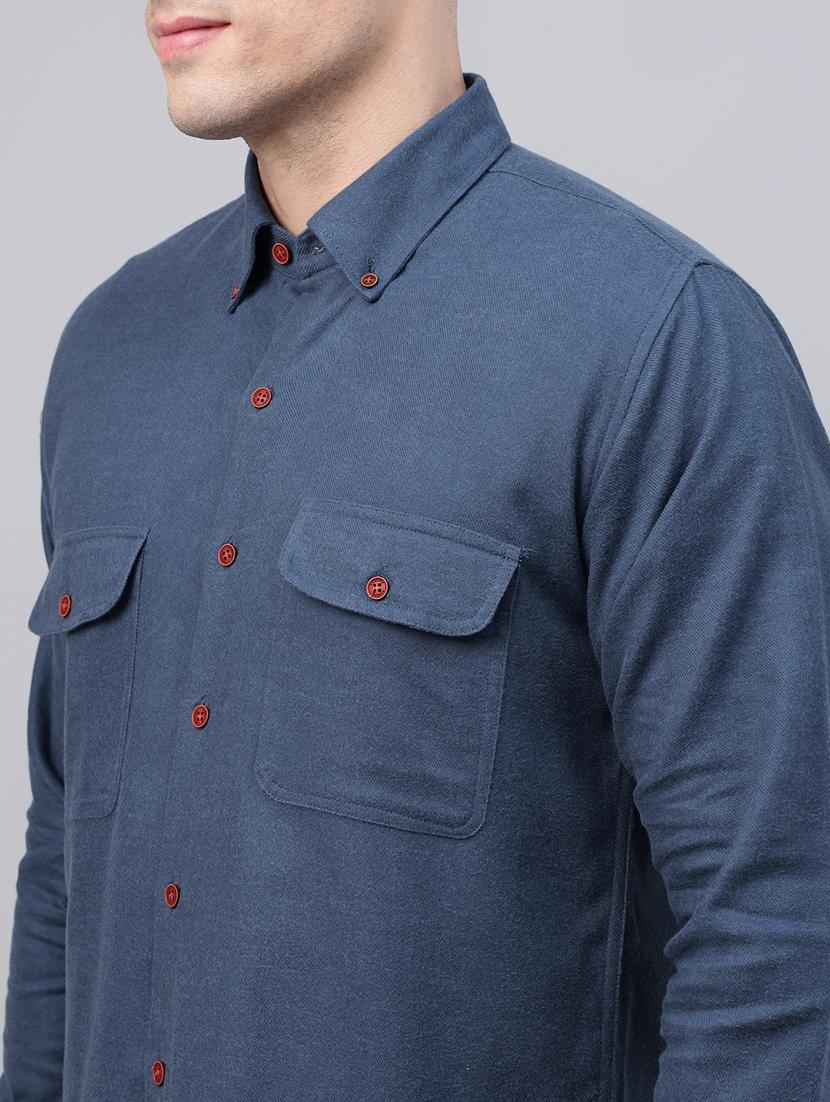 men solid collared long sleeve regular fit shirt - 22039083 - Standard Image - 4