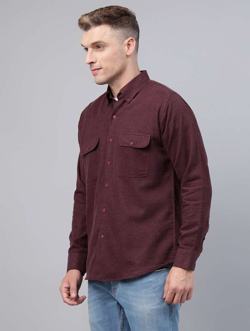 men solid collared long sleeve regular fit shirt - 22039084 - Standard Image - 1