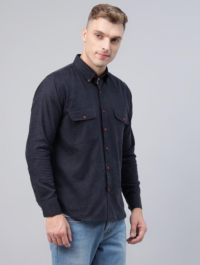 men solid collared long sleeve regular fit shirt - 22039085 -  Standard Image - 1