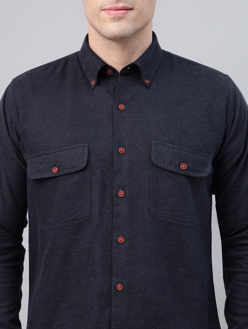 men solid collared long sleeve regular fit shirt - 22039085 - Standard Image - 4