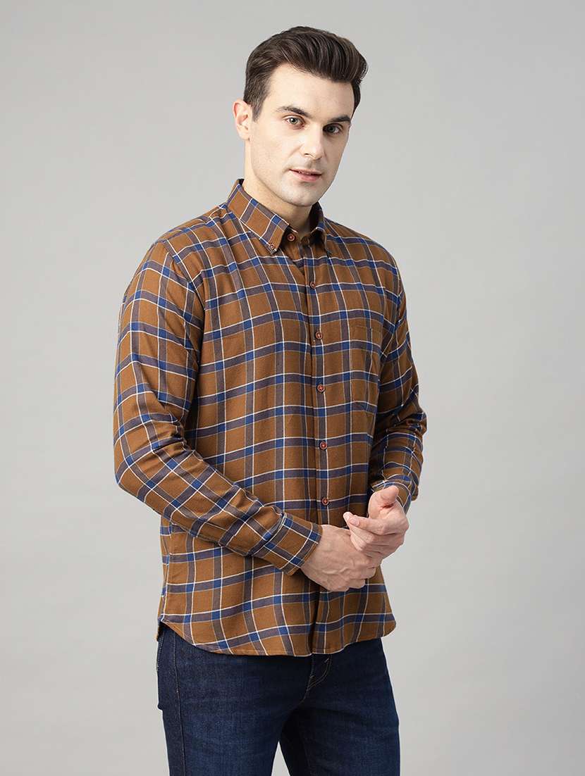 men checkered long sleeve slim fit casual shirt - 22039086 -  Standard Image - 1