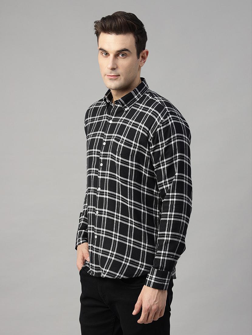 men checkered long sleeve slim fit casual shirt - 22039087 - Standard Image - 1