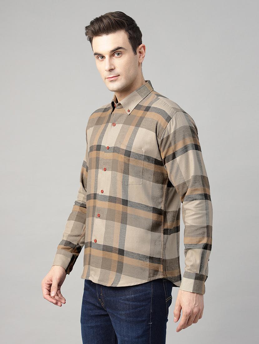 men checkered long sleeve slim fit casual shirt - 22039088 - Standard Image - 1
