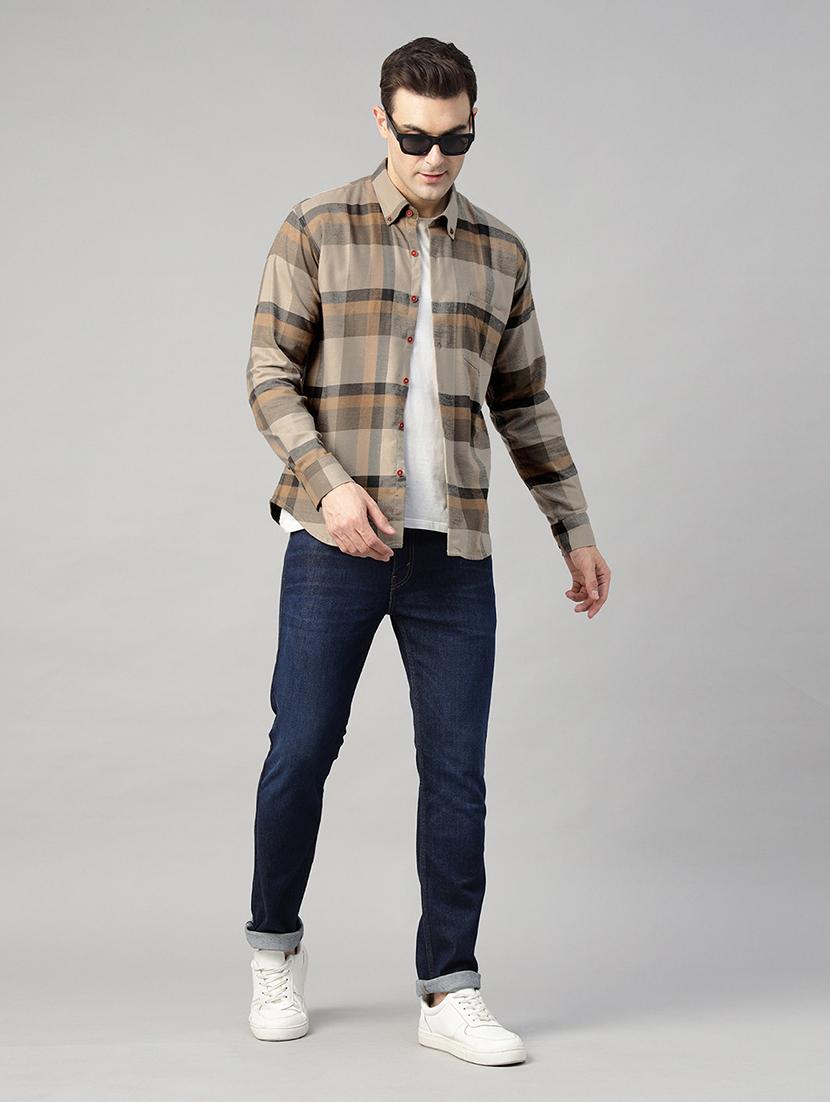men checkered long sleeve slim fit casual shirt - 22039088 - Standard Image - 4
