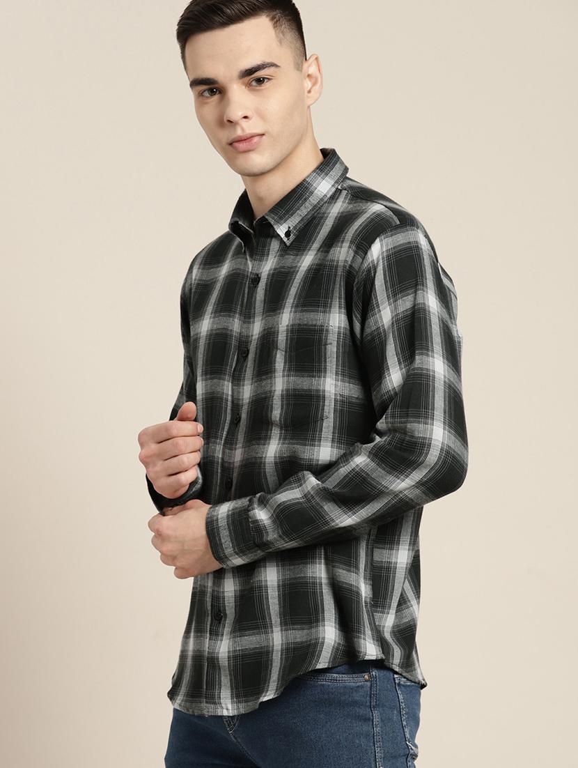 men checkered long sleeve slim fit casual shirt - 22039089 - Standard Image - 1