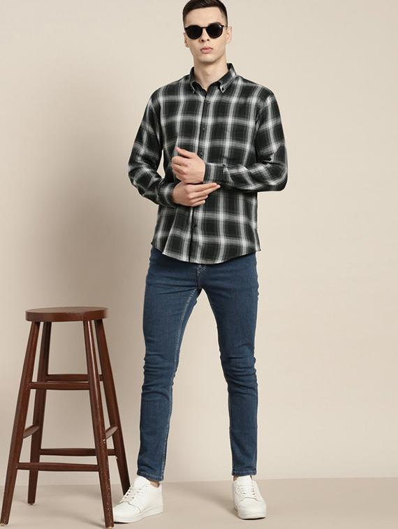 men checkered long sleeve slim fit casual shirt - 22039089 - Standard Image - 4