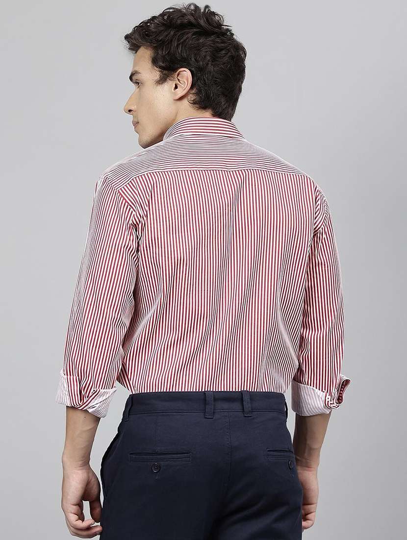 men striped collared long sleeve regular fit shirt - 22039092 -  Standard Image - 1