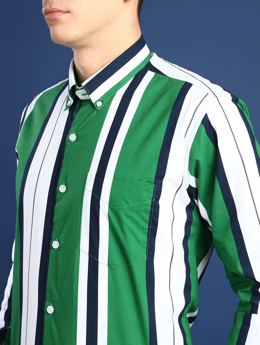 men striped collared long sleeve regular fit shirt - 22039095 - Standard Image - 4