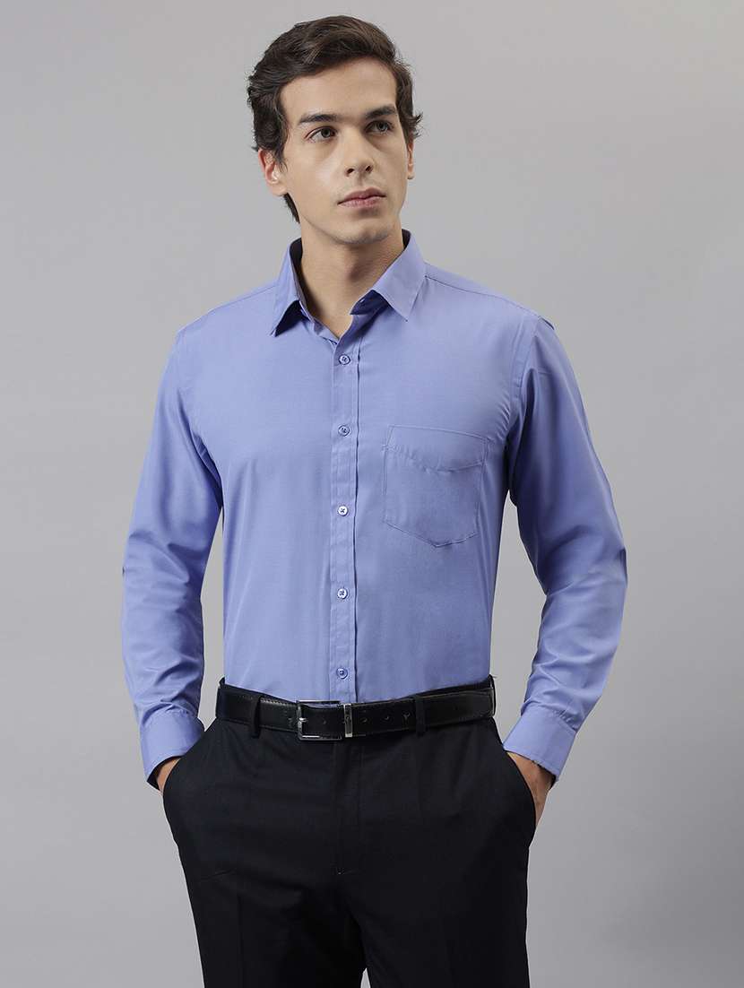 men solid collared long sleeve shirt - 22039099 -  Standard Image - 1