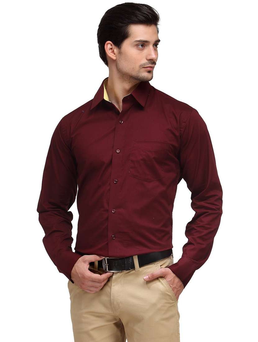 men solid collared long sleeve regular fit shirt - 22039114 -  Standard Image - 1