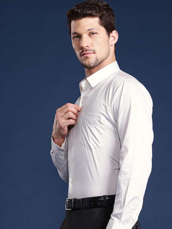men solid collared long sleeve regular fit shirt - 22039115 -  Standard Image - 1