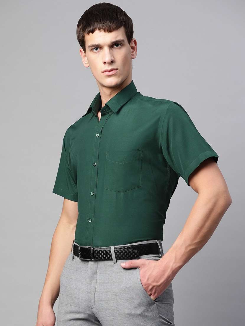 men solid collared short sleeve shirt - 22039116 -  Standard Image - 1