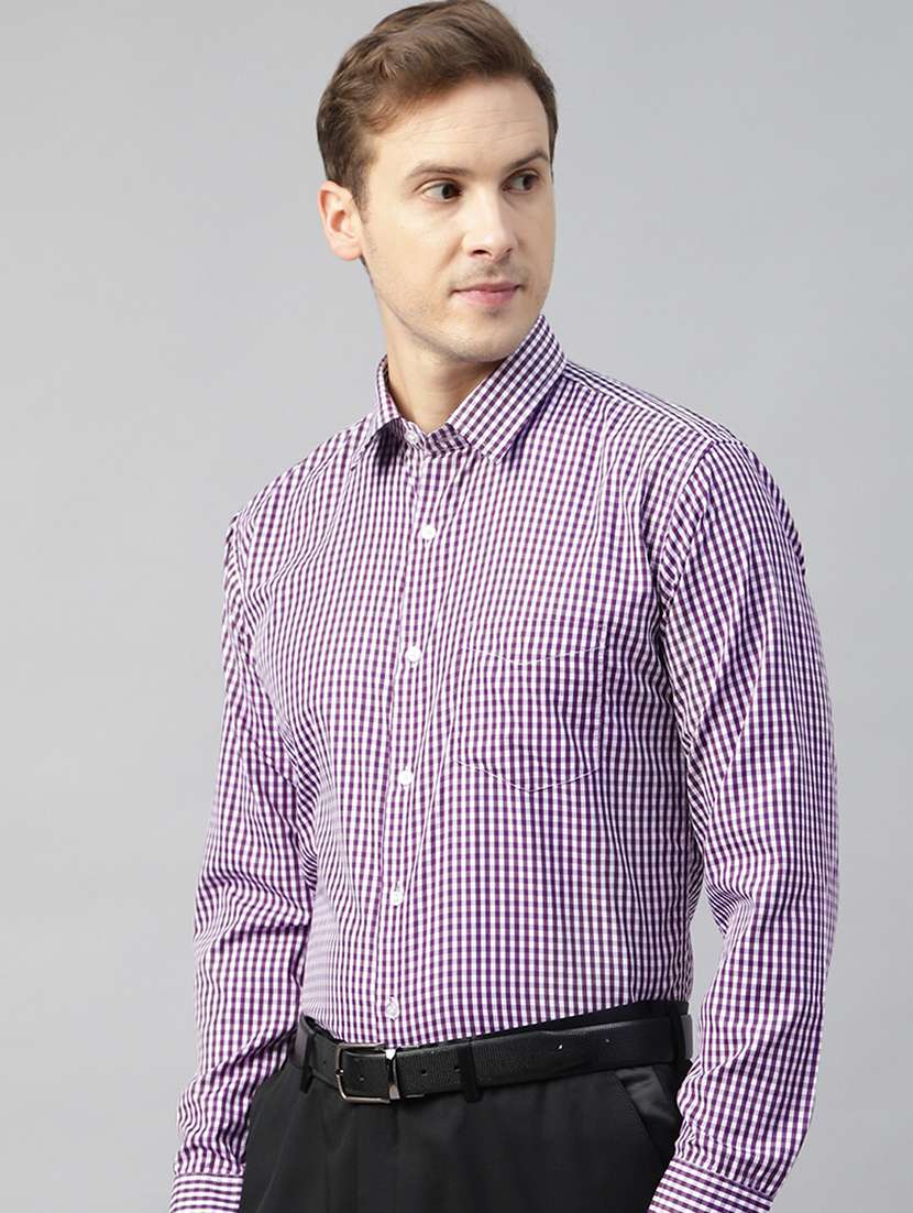 men checkered collared long sleeve shirt - 22039135 -  Standard Image - 1