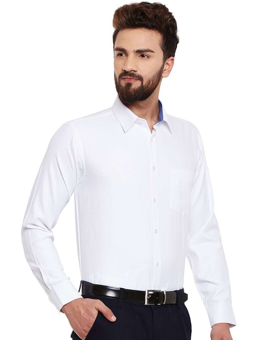 men solid collared long sleeve regular fit shirt - 22039151 -  Standard Image - 1