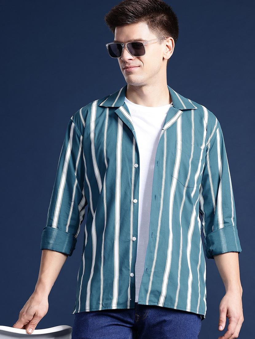men striped collared long sleeve regular fit shirt - 22039159 -  Zoom Image - 0