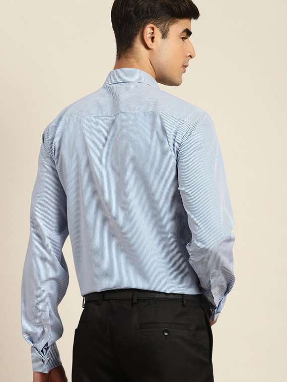 men striped collared long sleeve regular fit shirt - 22039168 -  Standard Image - 1