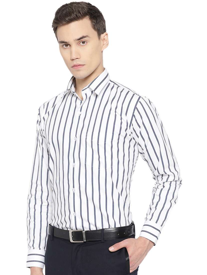 men striped collared long sleeve regular fit shirt - 22039170 -  Standard Image - 1