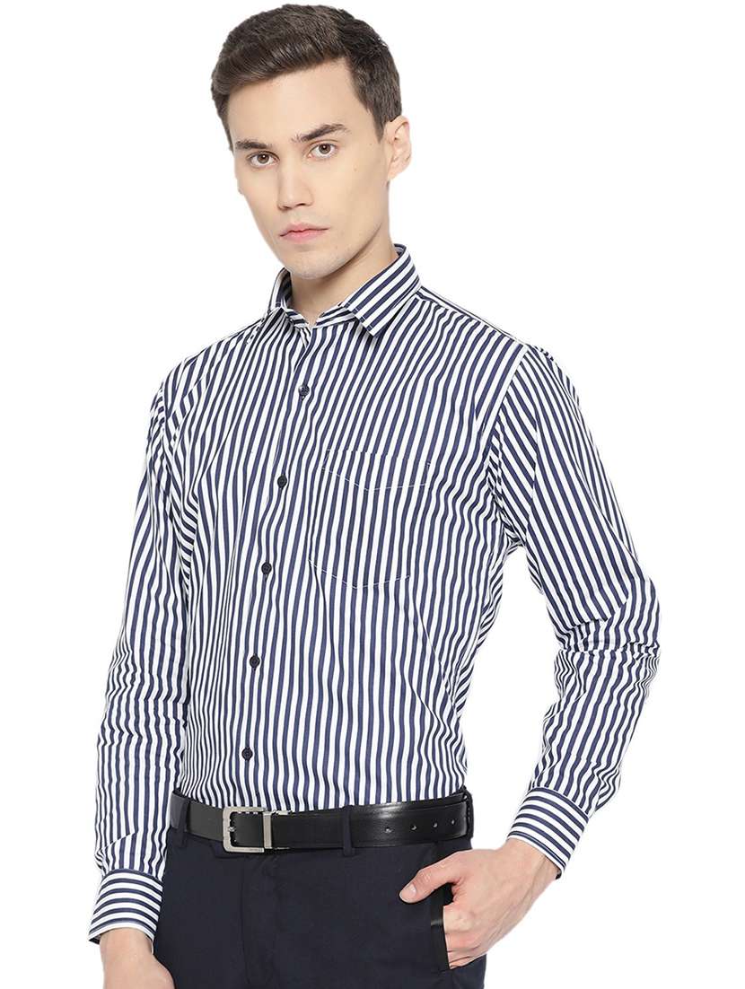 men striped collared long sleeve regular fit shirt - 22039171 -  Standard Image - 1