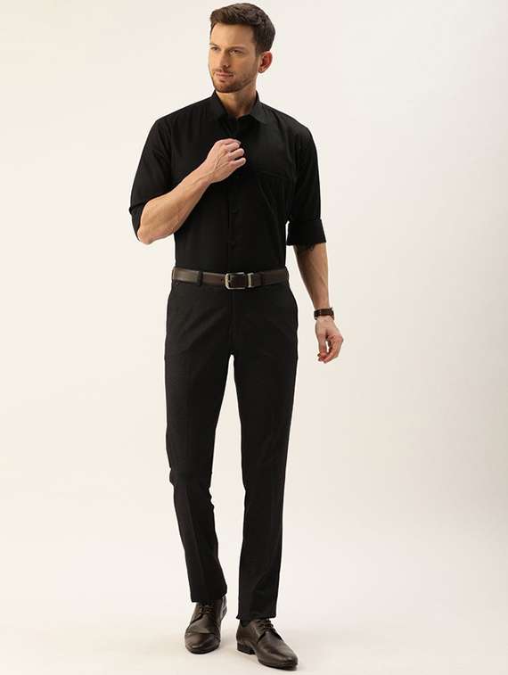 men solid collared long sleeve regular fit shirt - 22039172 -  Standard Image - 4