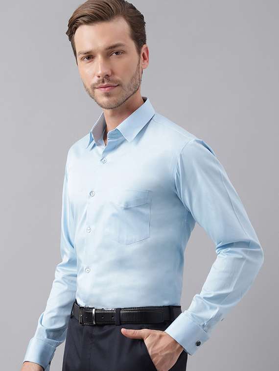 men solid collared long sleeve regular fit shirt - 22039175 -  Standard Image - 1