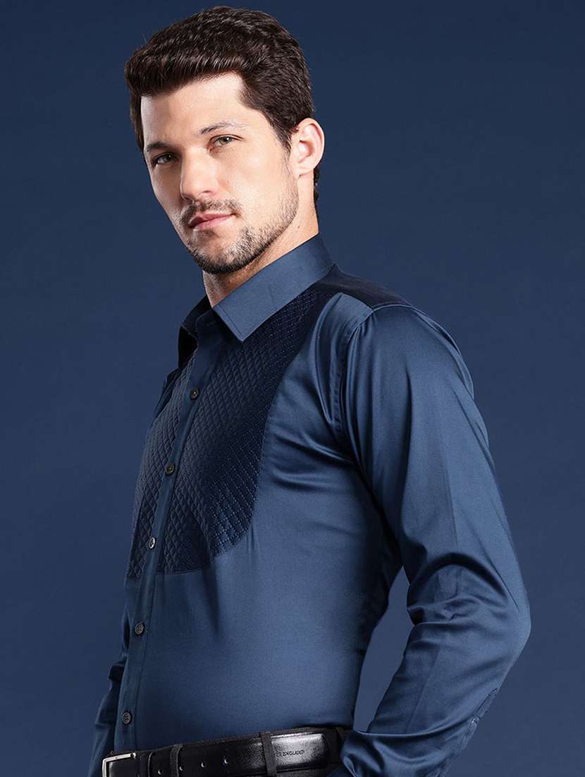 men solid collared long sleeve regular fit shirt - 22039176 -  Standard Image - 1