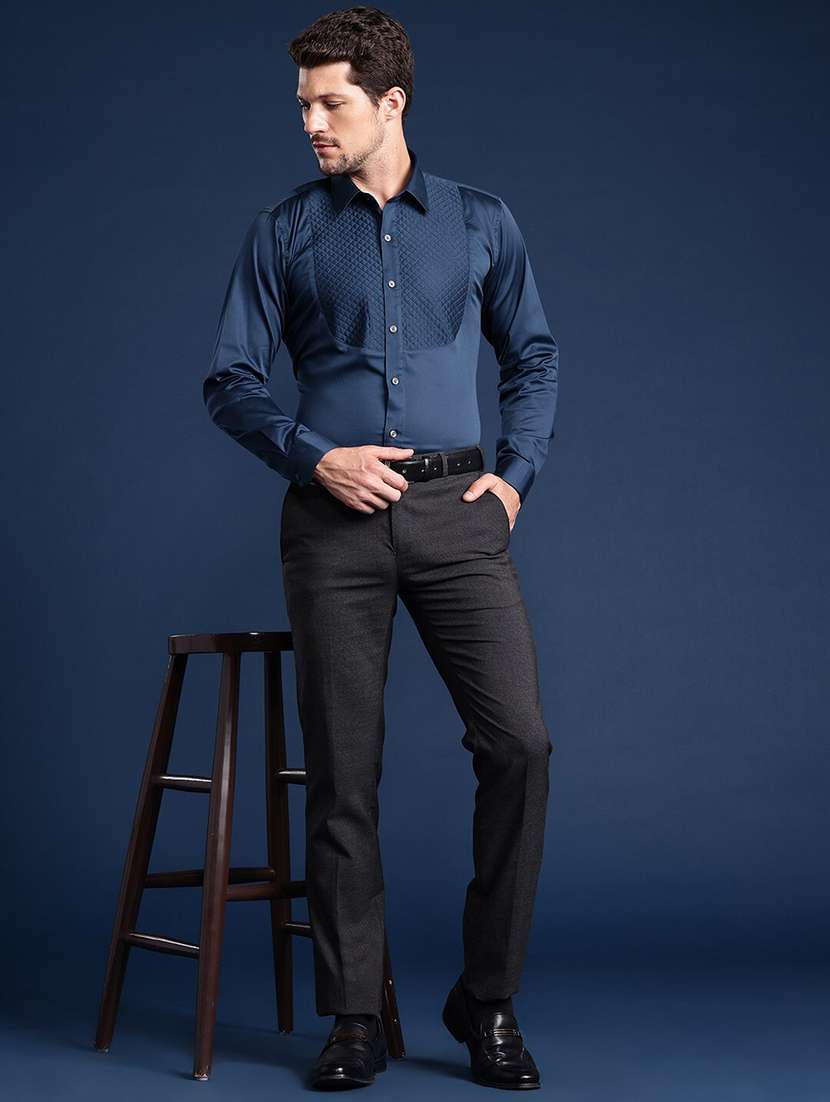 men solid collared long sleeve regular fit shirt - 22039176 -  Standard Image - 4