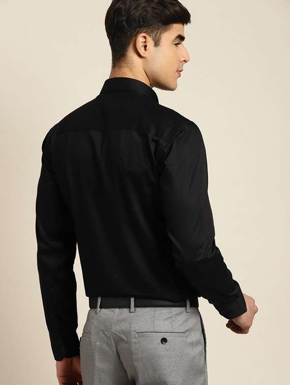 men solid collared long sleeve regular fit shirt - 22039177 -  Standard Image - 1