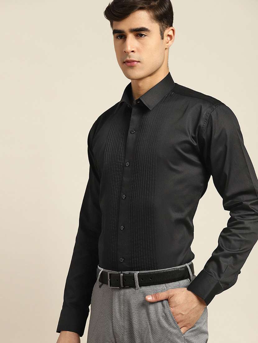 men solid collared long sleeve regular fit shirt - 22039178 -  Standard Image - 1