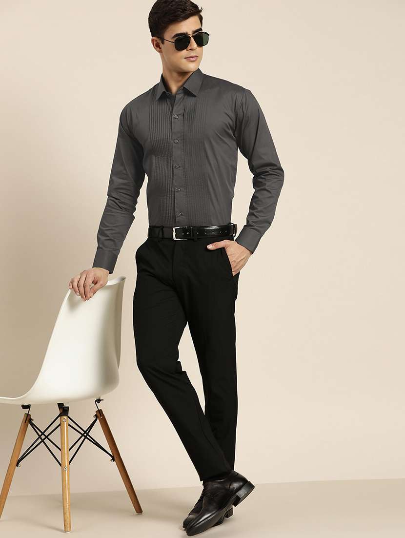 men solid collared long sleeve regular fit shirt - 22039179 -  Standard Image - 4