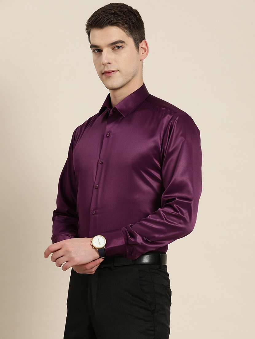men solid collared long sleeve regular fit shirt - 22039183 -  Standard Image - 1